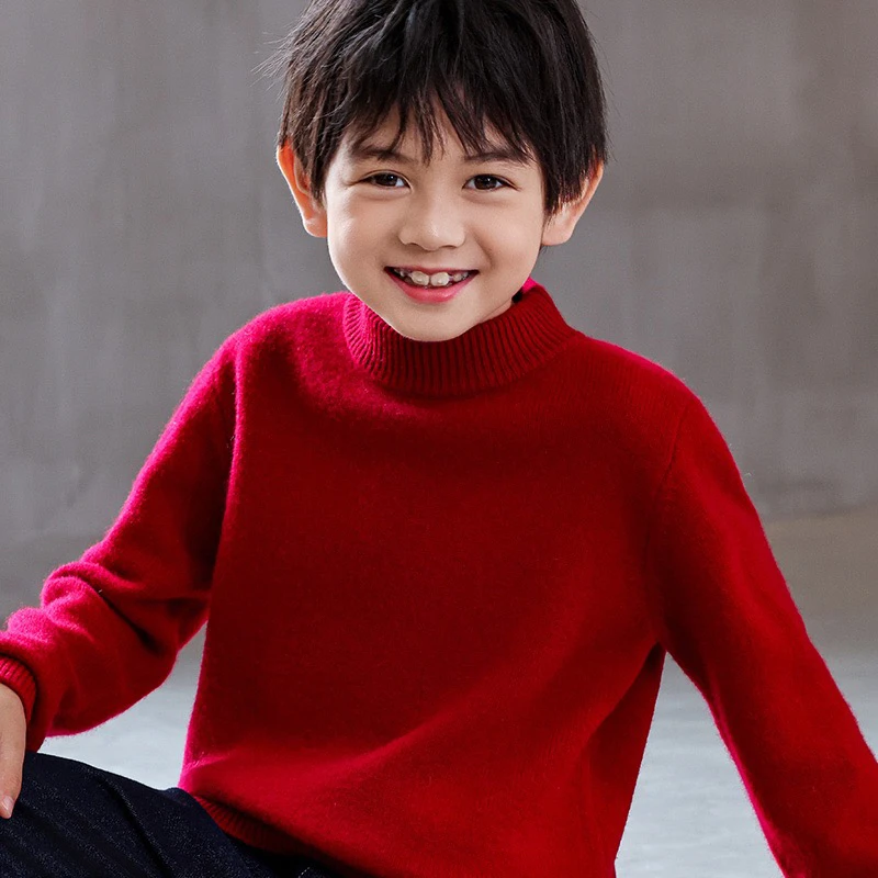 【一件过冬】加厚儿童圆领羊毛衫男童女童羊毛衫中大童半高领羊毛衫