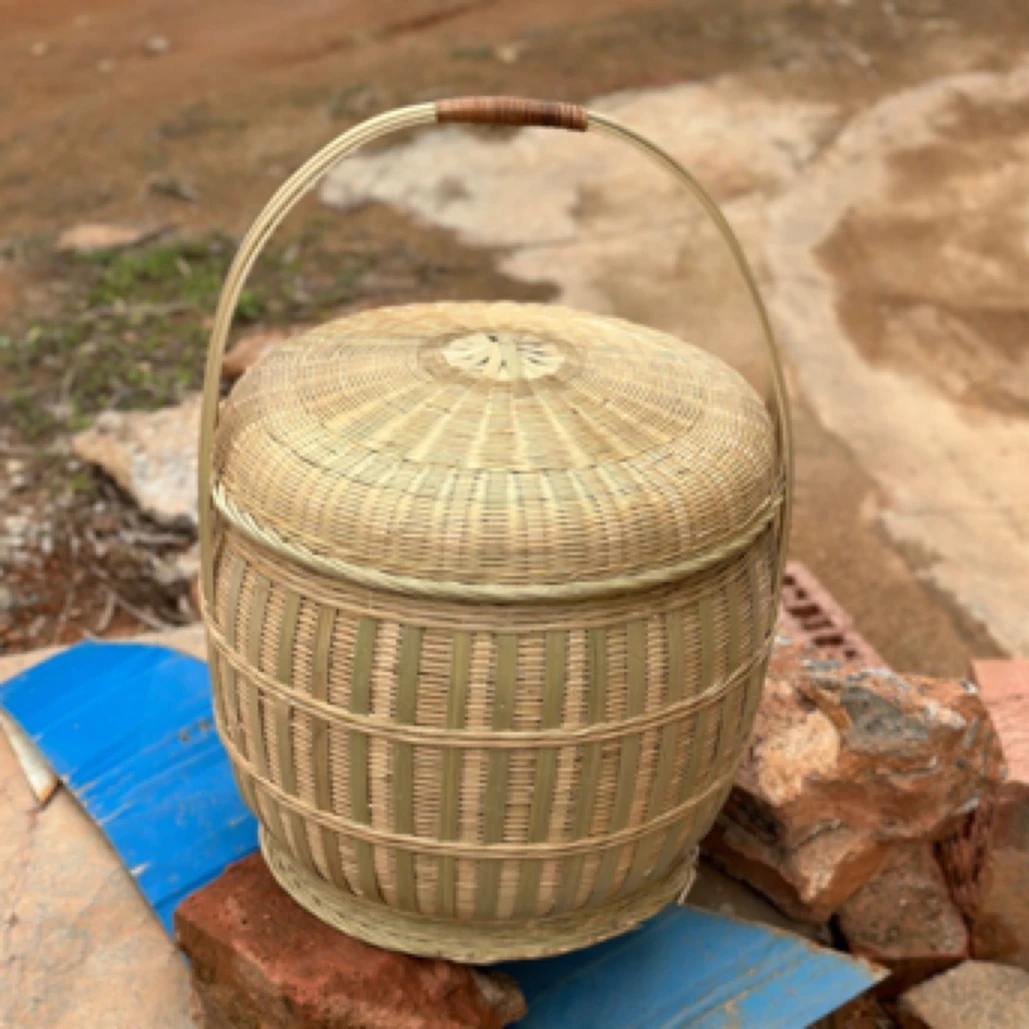 竹编篮子结婚手提带盖拜神篮拜拜篮子户外郊游篮野炊采摘篮子