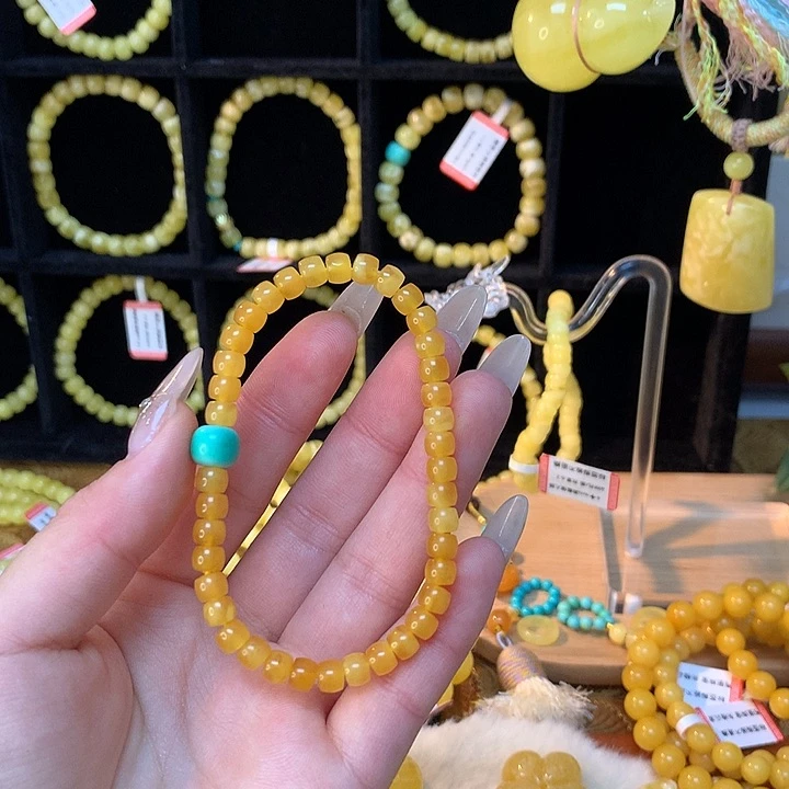 琥珀手链未镶嵌蜜蜡手串直切