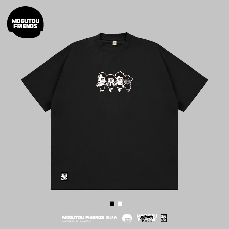 MOGUTOUFRIENDS蘑菇头表情卡通潮牌T恤短袖 F4刻字