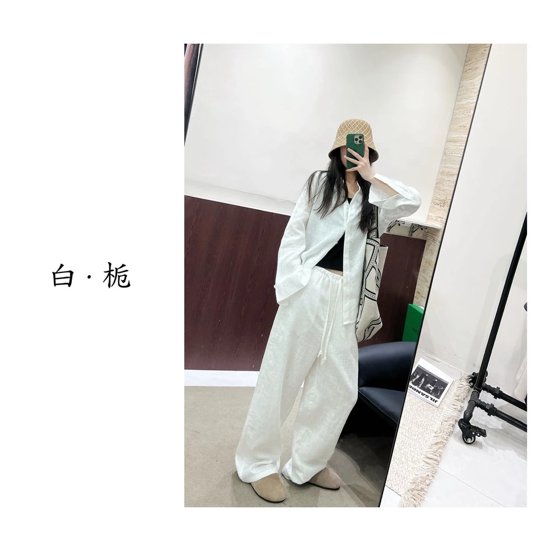 白·栀<氧吧亚麻>清凉呼吸感 简约松弛 四色宽松防晒亚麻衬衫女