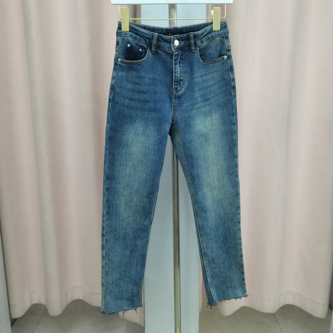 麦寻牛仔裤长裤修身弹力时尚烟管裤休闲加绒中腰直筒裤KCNYP025