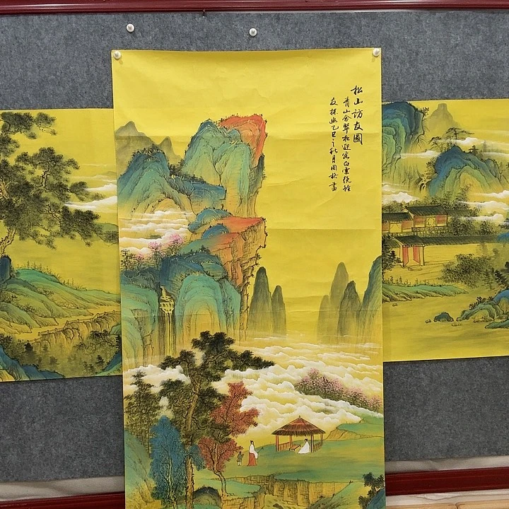 国画手绘国画访友图