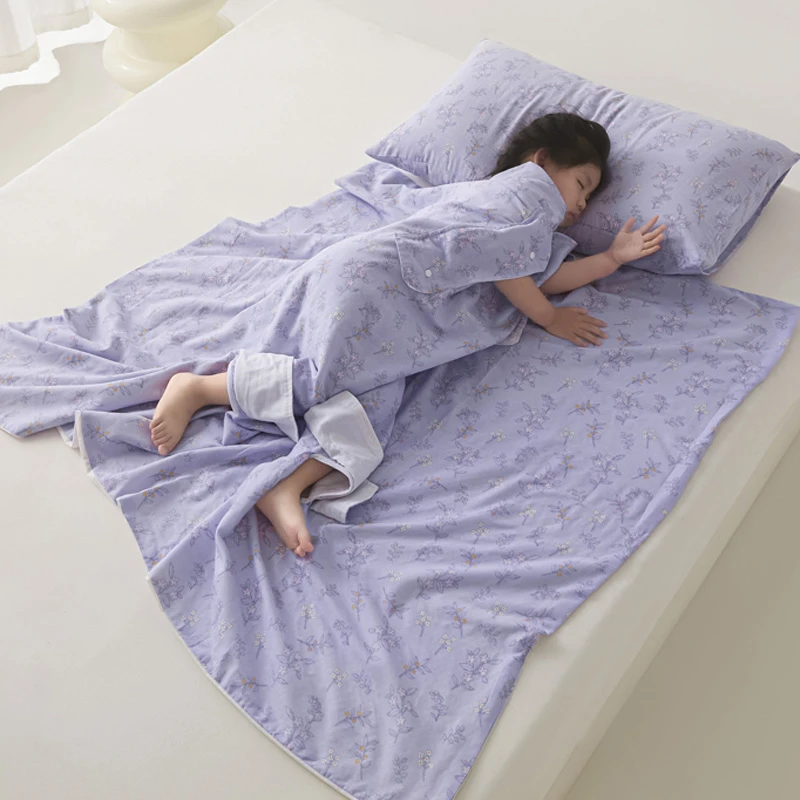 夏季全棉纱布儿童睡袋宝宝纯棉护肚防踢被子神器2025新款四季通用