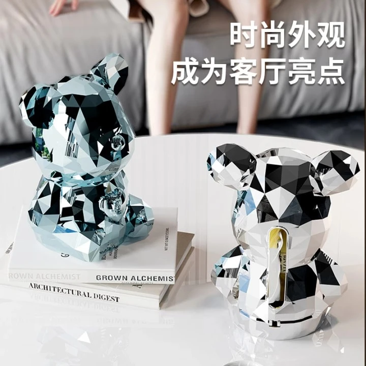 北杉高颜值暴力熊纸巾盒客厅轻奢高档餐巾纸盒抽纸盒创意茶几摆件