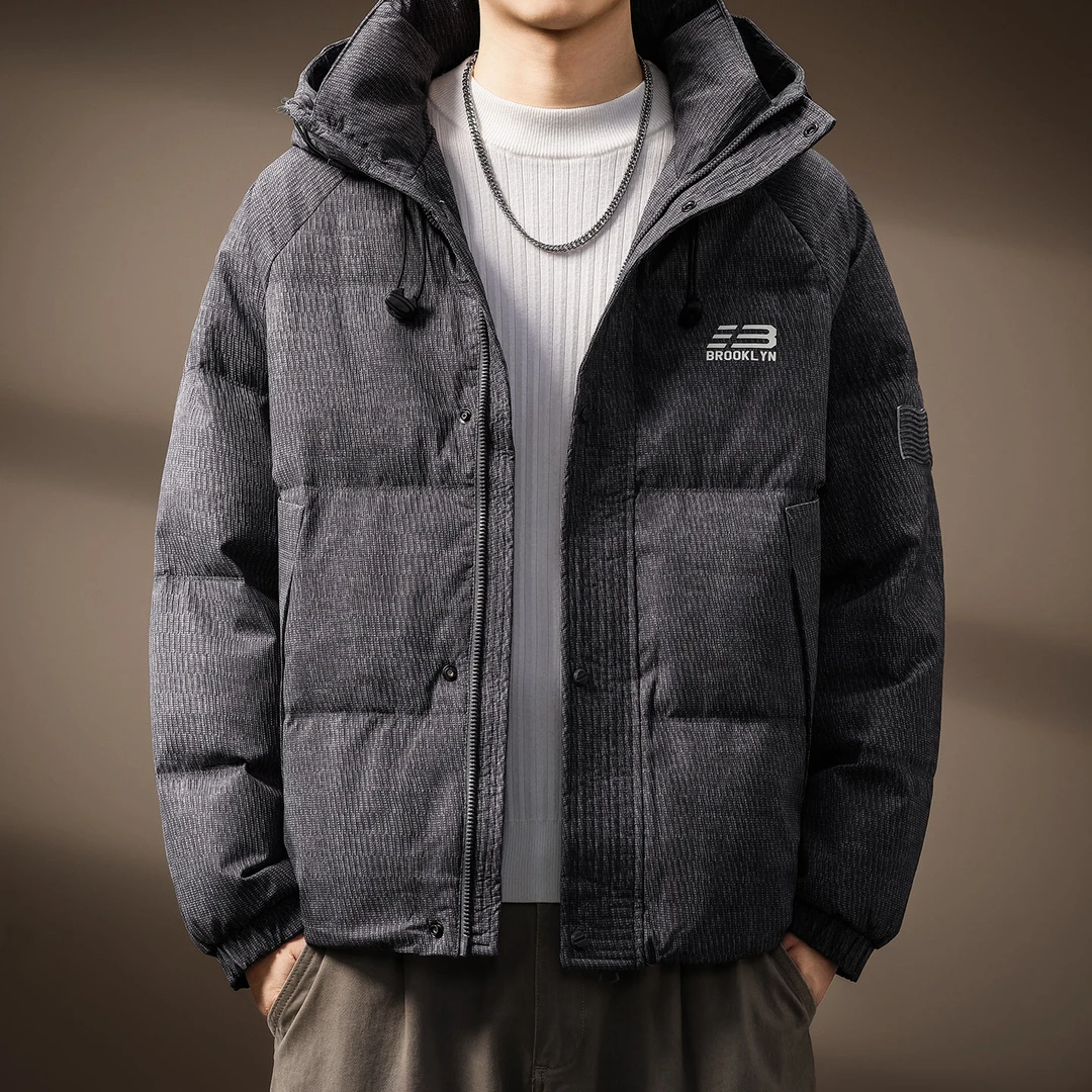 MR.MUDI/穆迪先生高端连帽90鸭绒羽绒服男冬季短款宽松防寒外套