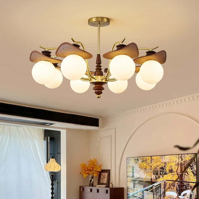 法式中古风客厅吊灯高级主卧书房灯日式复古餐厅灯拉菲草藤编吊灯