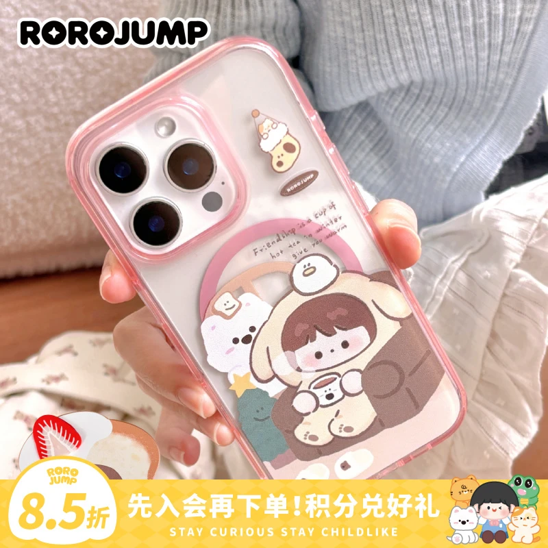 肉肉酱瓦斯来访原创适用iphone16pm磁吸手机壳苹果15pro卡通可爱