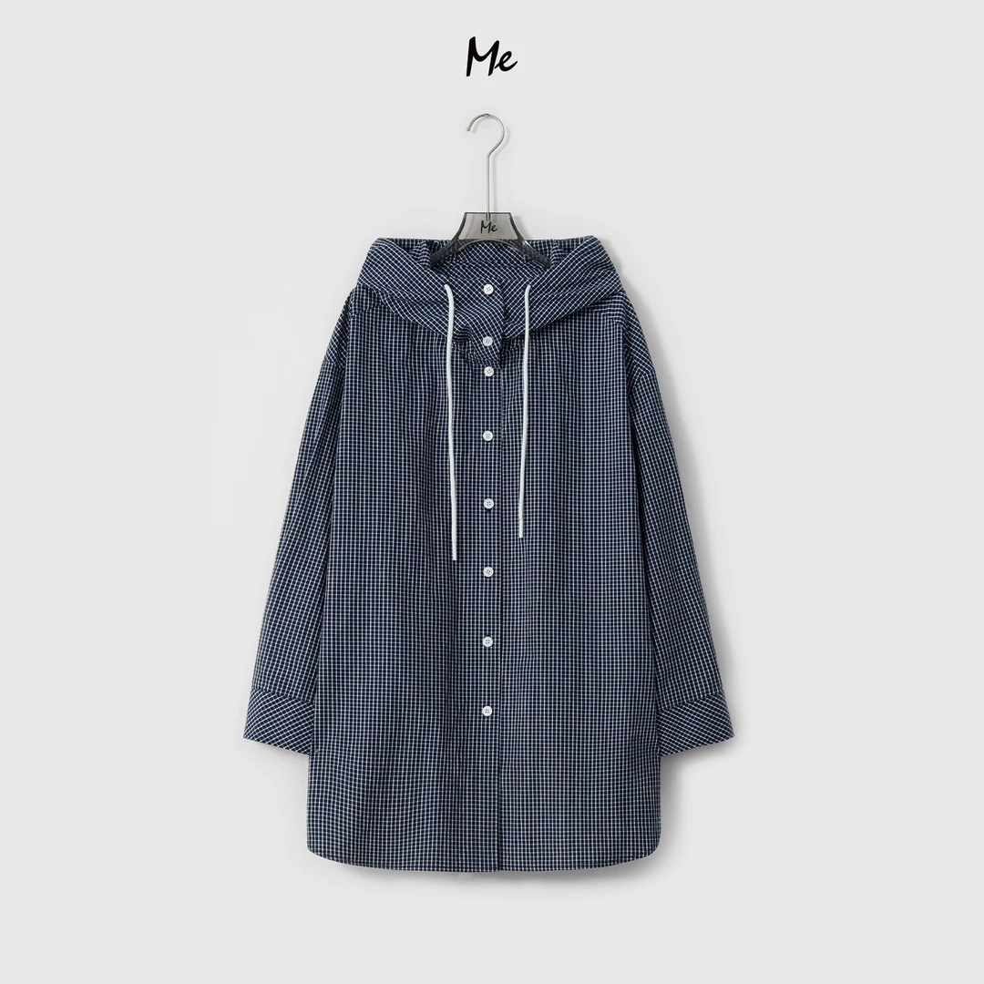 ME【学院派代表】100棉复古英伦格纹显瘦百搭时尚连帽外套MESA0091