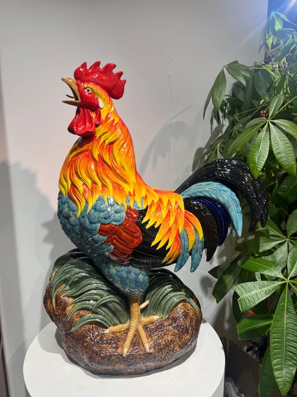 【雄鸡-长63宽38高85厘米】精品石湾陶玄关客厅中式家居手工摆件