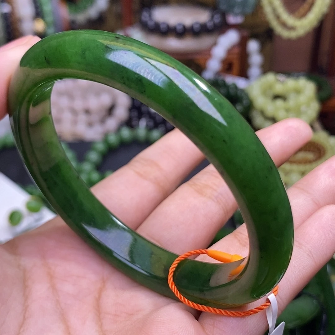 手链未镶嵌和田玉碧玉菠菜绿老矿料手镯62.7