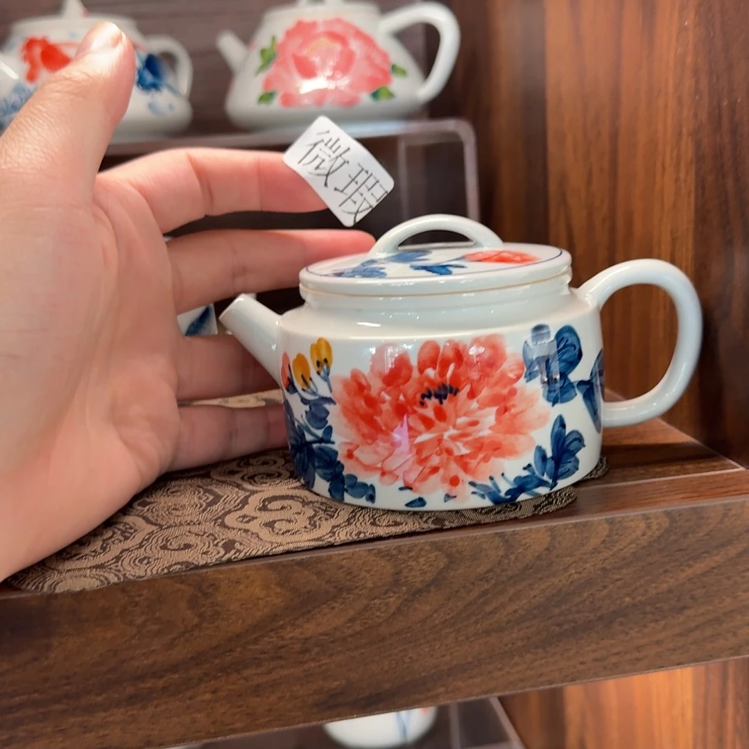 釉下手绘茶具微瑕