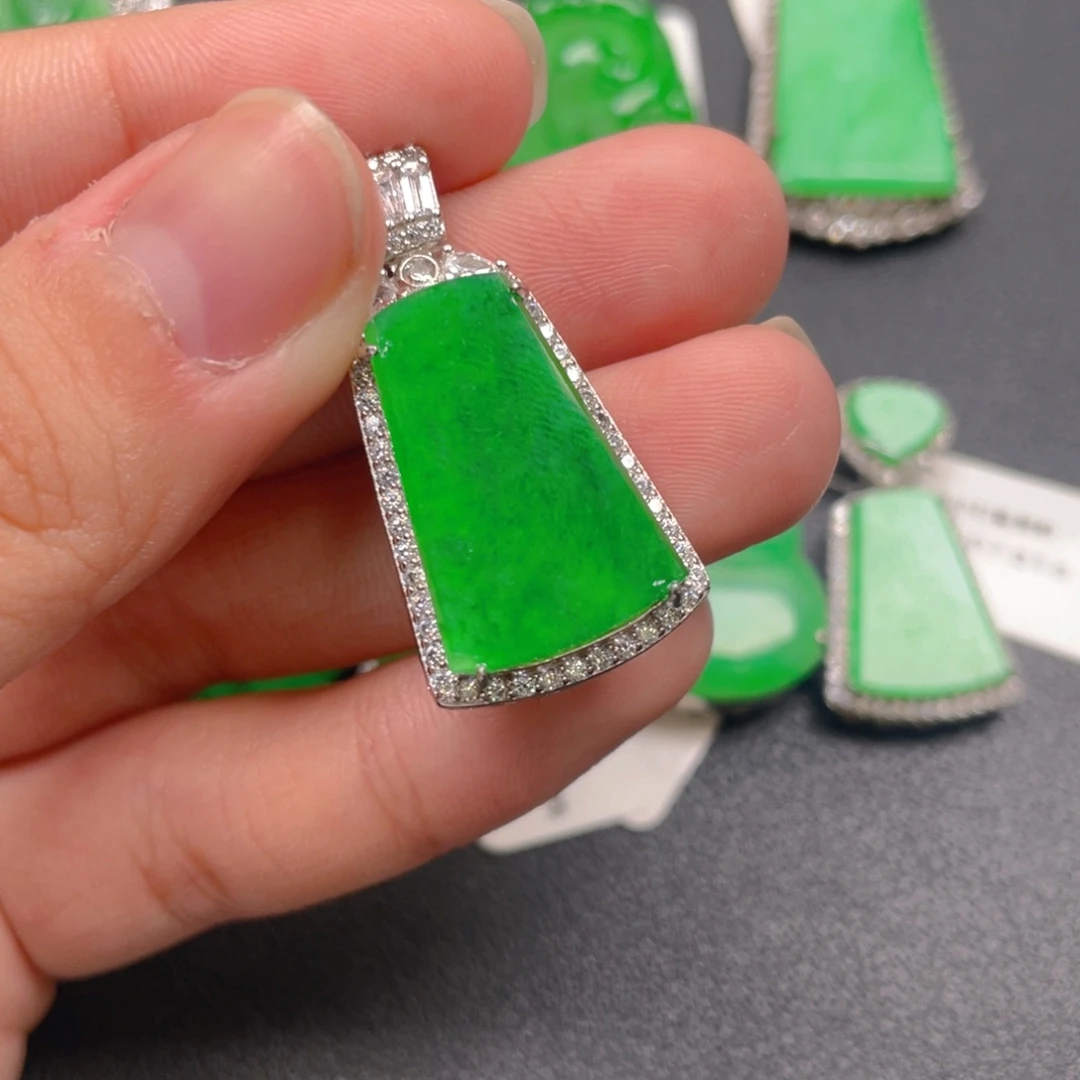 翡翠银S925镶嵌吊坠(不含链)