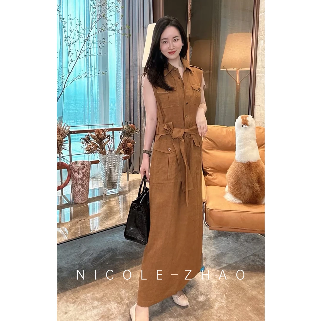 4MQW001【MIRCHE】(进口面料)2025年简约时尚气质无袖连衣裙女