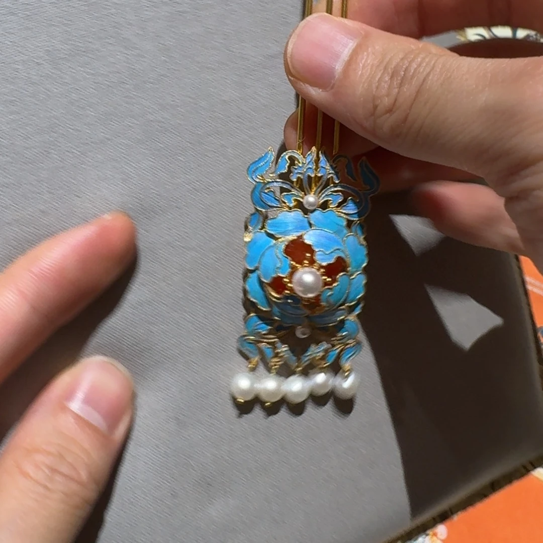 妙***格醋酸铁合金团花牡丹钗