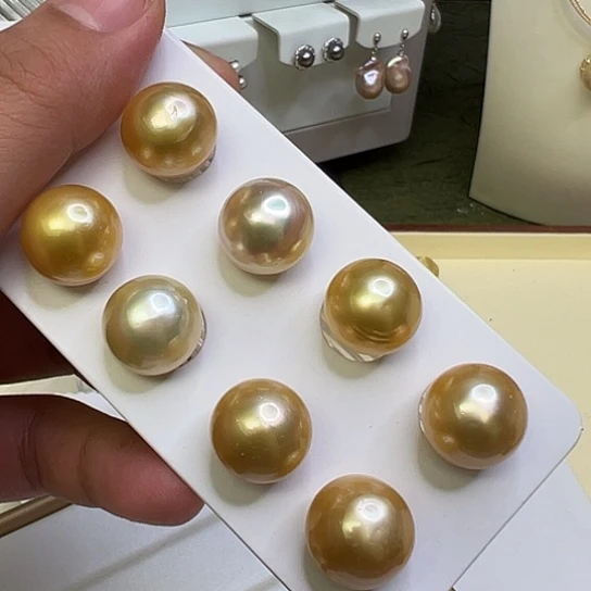 海水珍珠未镶嵌耳饰定制，多样性随机发货一对