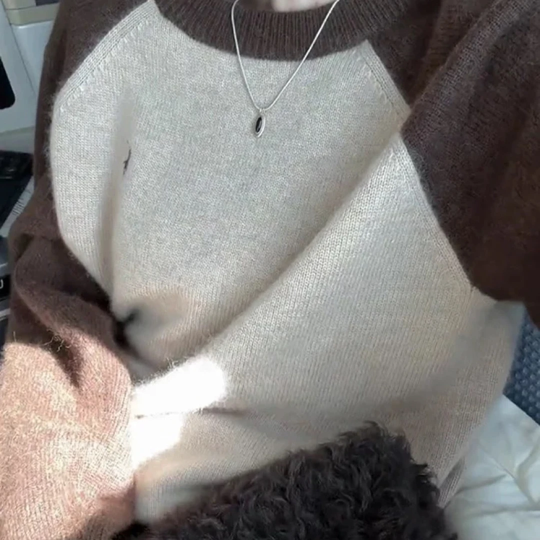 D50640圆领插肩袖刺绣内搭毛衣女秋冬软糯