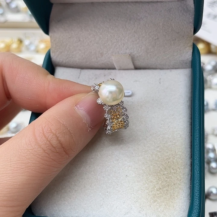 海水珍珠戒指银S925镶嵌