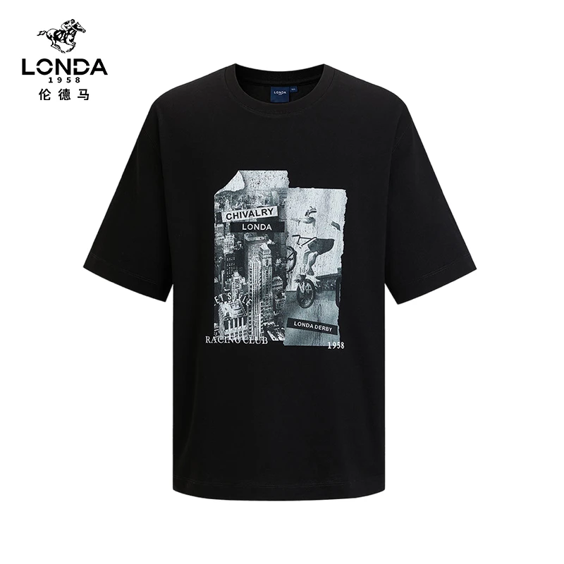 【LONDA伦德马】25春夏100%棉印花时尚舒适男士t恤短袖2318