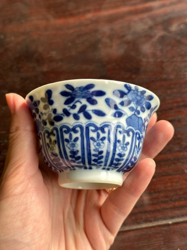 青花鱼藻花卉主人杯