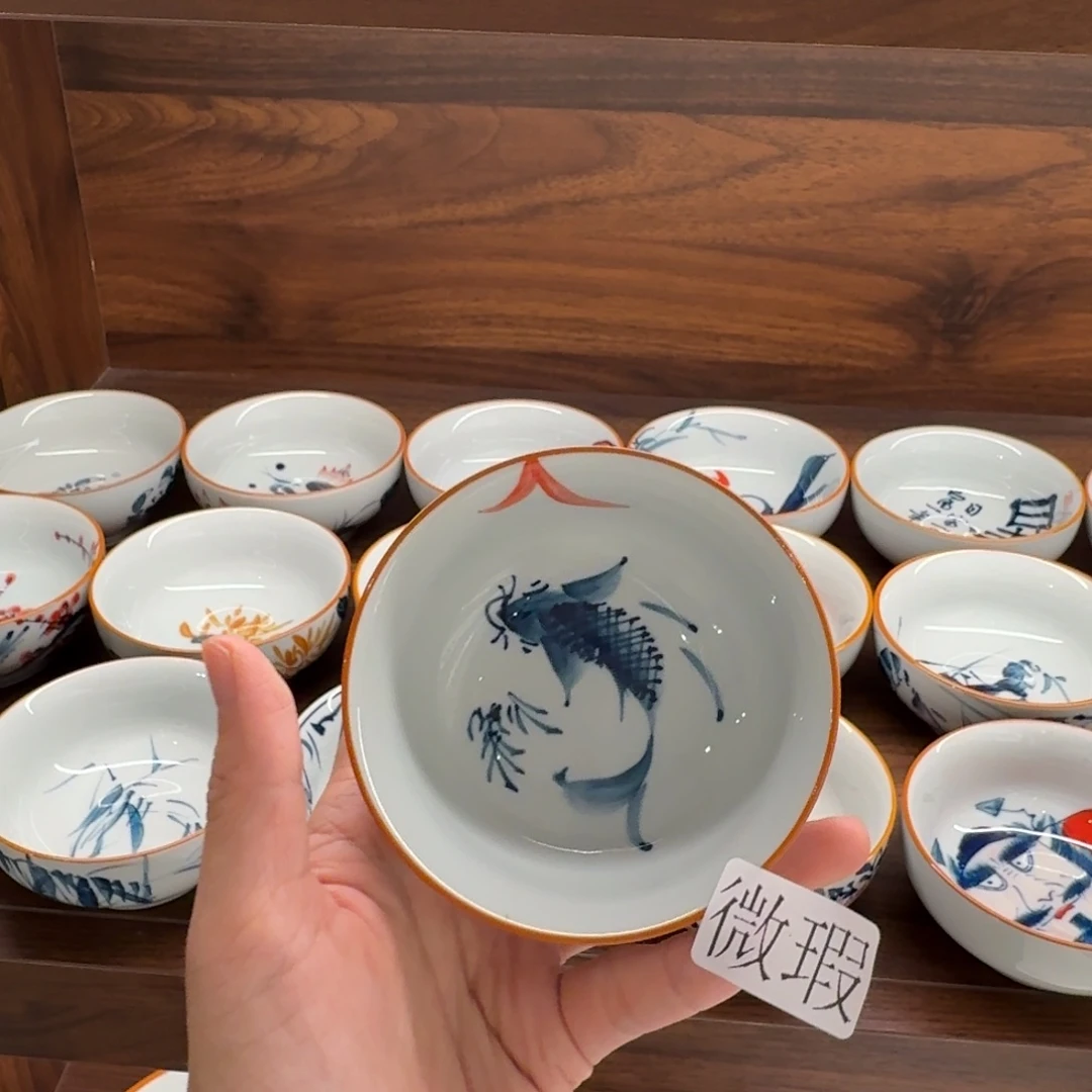 釉下手绘茶具微瑕