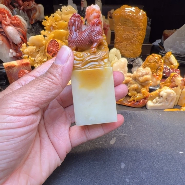 开***心寿山石寿山石芙蓉三彩