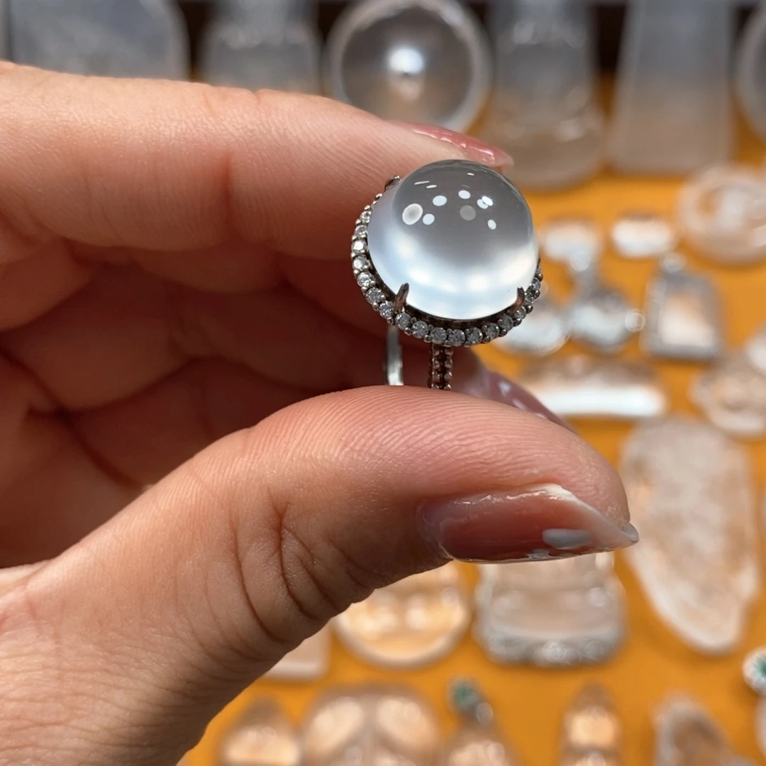 银S925镶嵌吊坠石英质玉