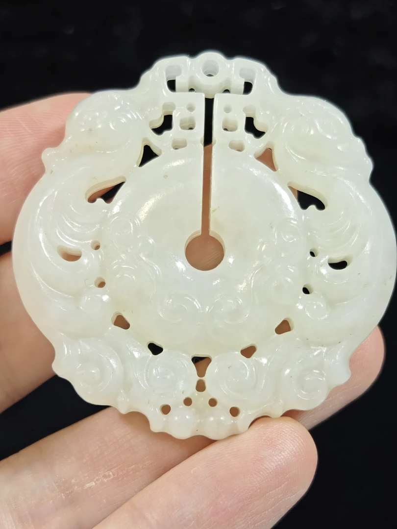 旧藏天然和田玉平安扣玉佩挂件37克53*10mm