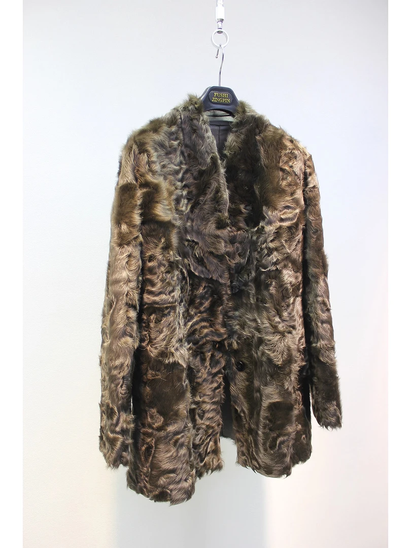 25款轻柔小湖羊皮毛一体极简风V领中长款廓形皮草外套