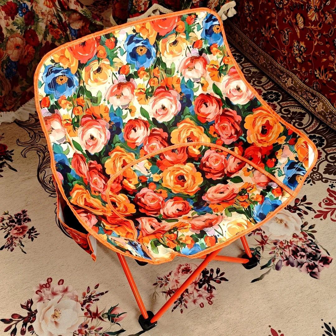 简奢多场景印花月亮椅复古折叠椅户外椅