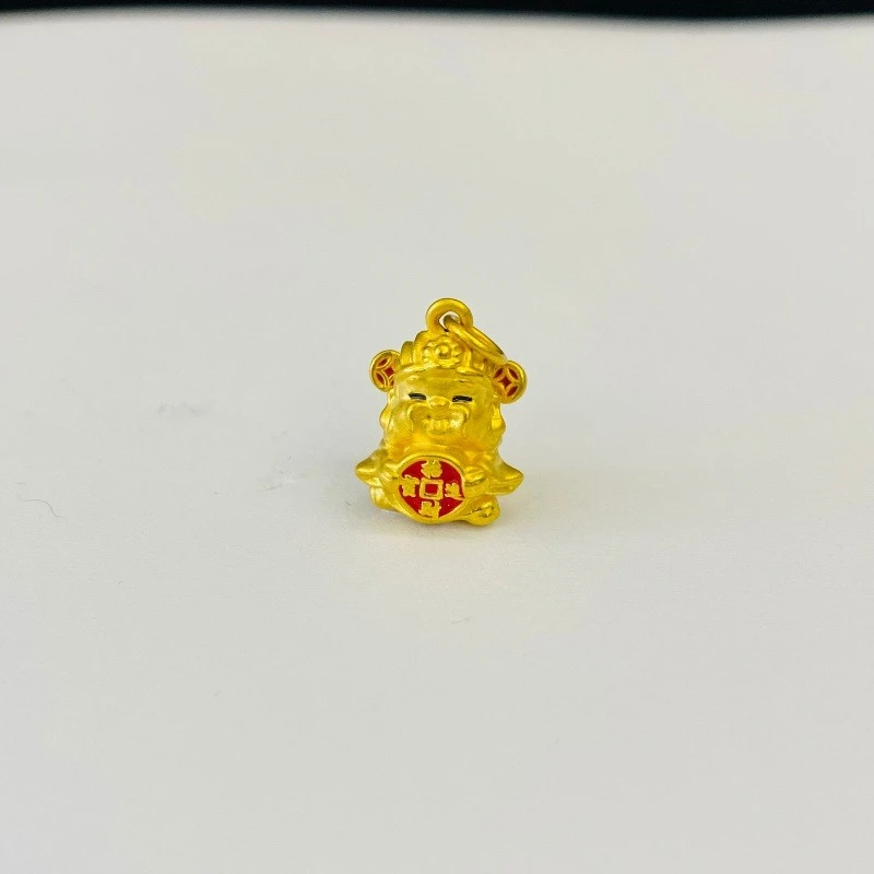 辉通黄金足金999珐琅彩财神爷招财进宝DP1376