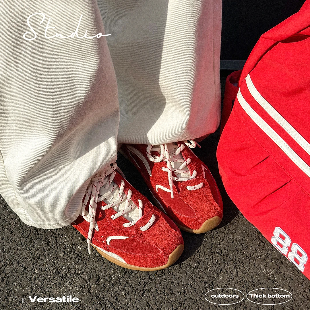 Ranyan/冉言2025春季新款复古百搭德训鞋女软底休闲赛车鞋