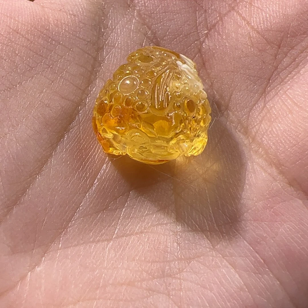 琥珀未镶嵌珠宝奇石金瓷白三足I金蟾