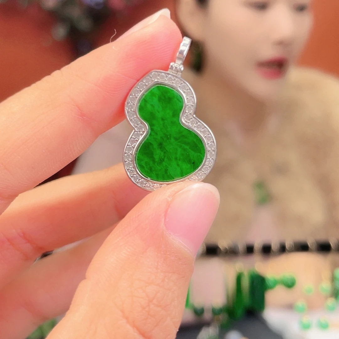 翡翠银S925镶嵌耳饰