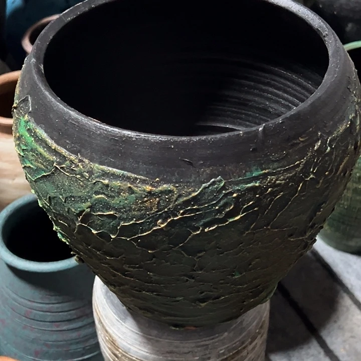 绿金浮雕平口高20口20默认打孔