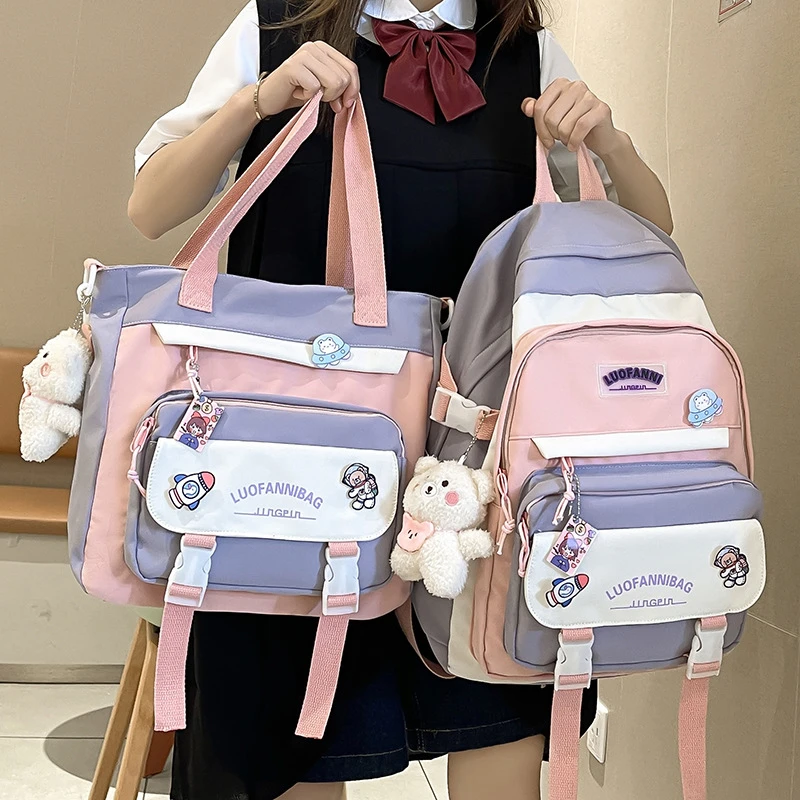 ins风到女初中三高中生双肩包六年级小学生可爱夏季双肩背包书包
