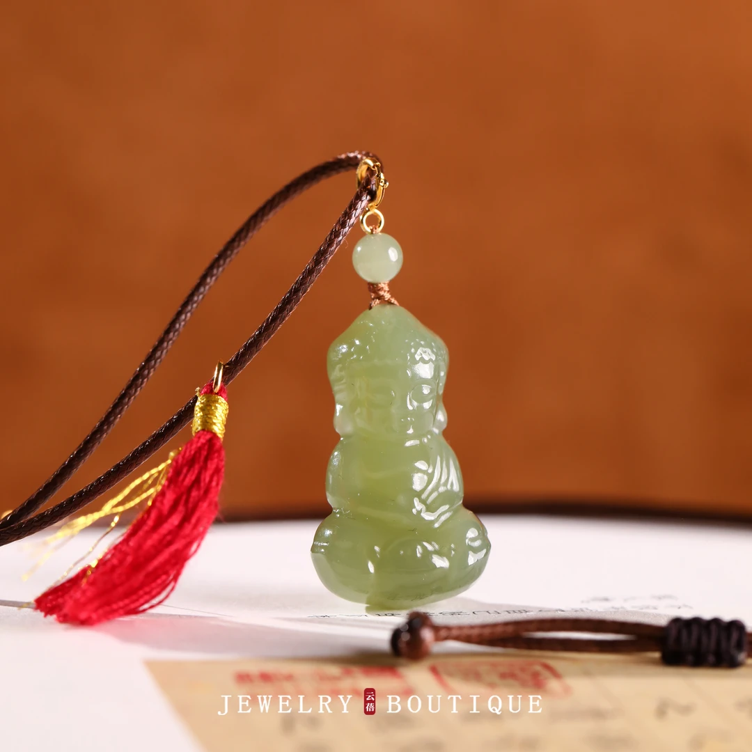 宝宝佛和田玉吊坠编绳项链新中式红色流苏礼物简约小众玉坠首饰