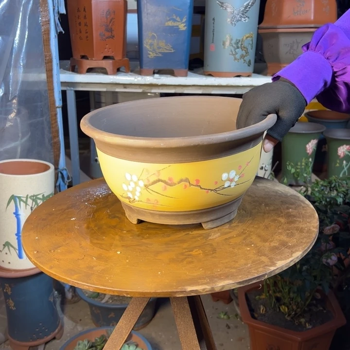 宜兴紫砂黄富贵点彩大