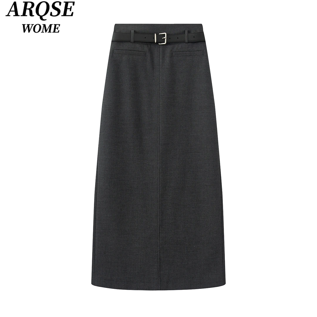 【艾家商场同款】2025夏季新品款百搭中长款开叉半身裙女1308