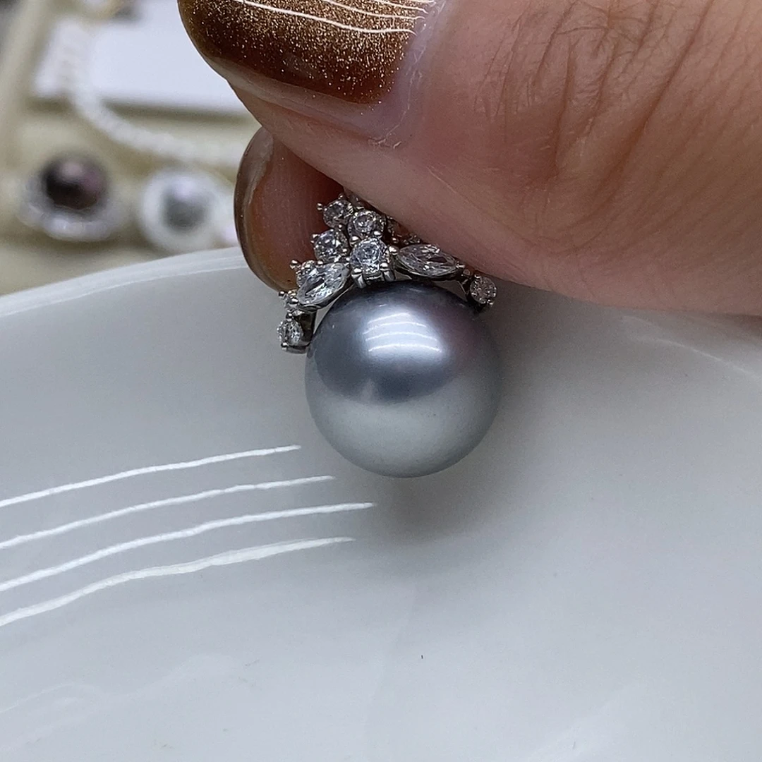 银S925镶嵌吊坠(不含链)海水珍珠
