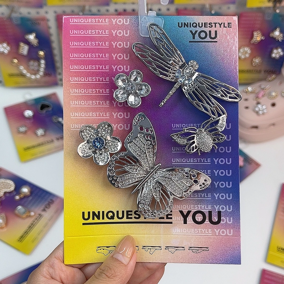 适配卡骆驰专柜同款洞洞鞋鞋花配饰金属镶钻闪耀水晶夏男女洞洞鞋