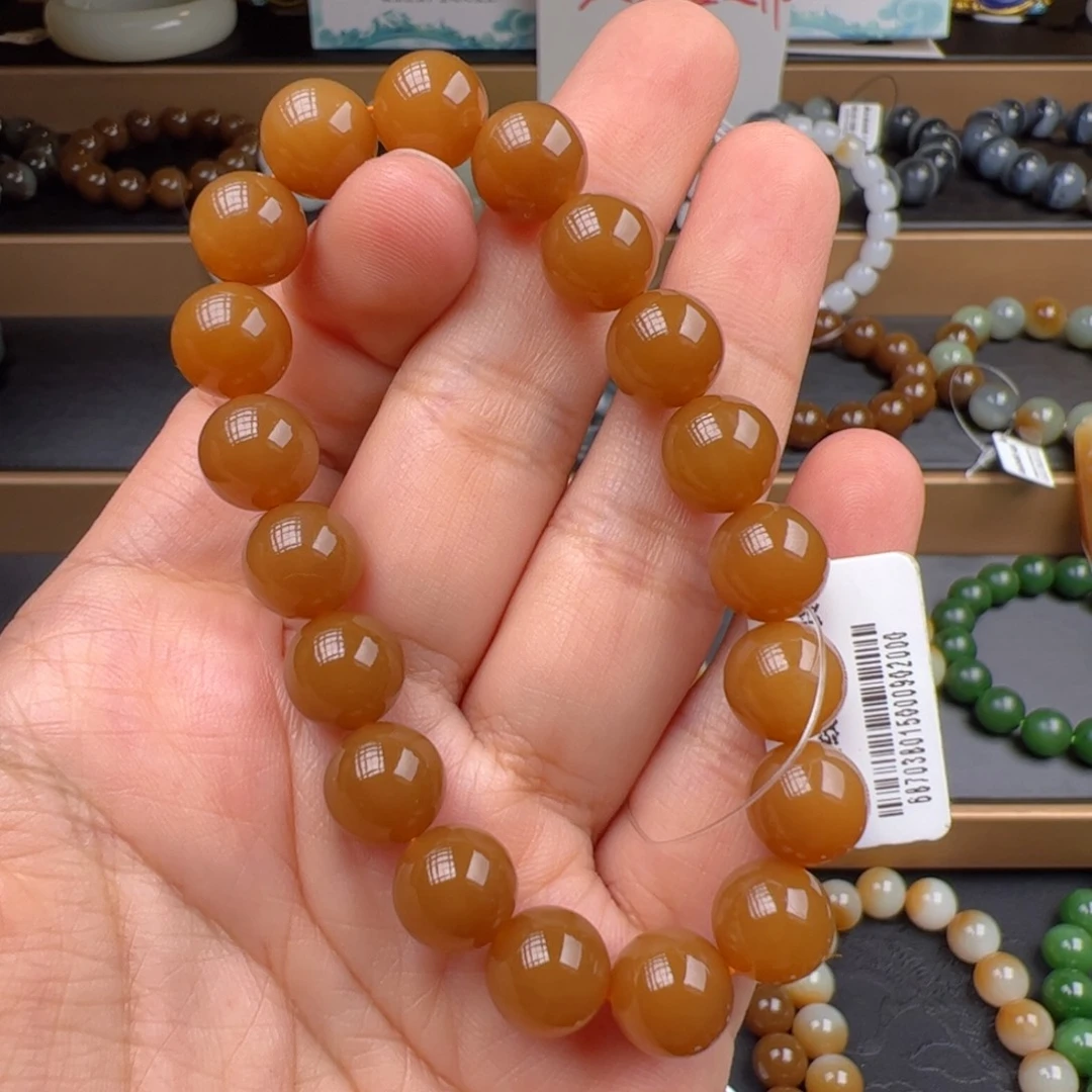 未镶嵌手链和田玉新疆且末金蜜糖卡10