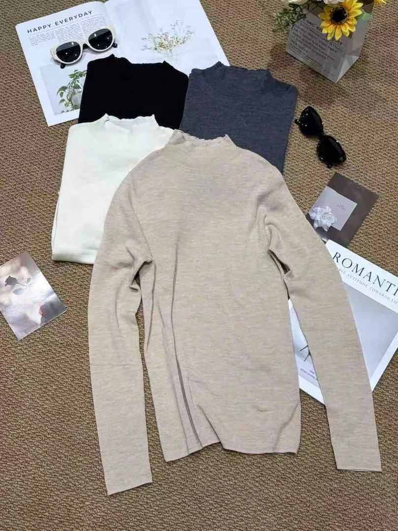 德国扬子纱半高领修身百搭打底衫 619