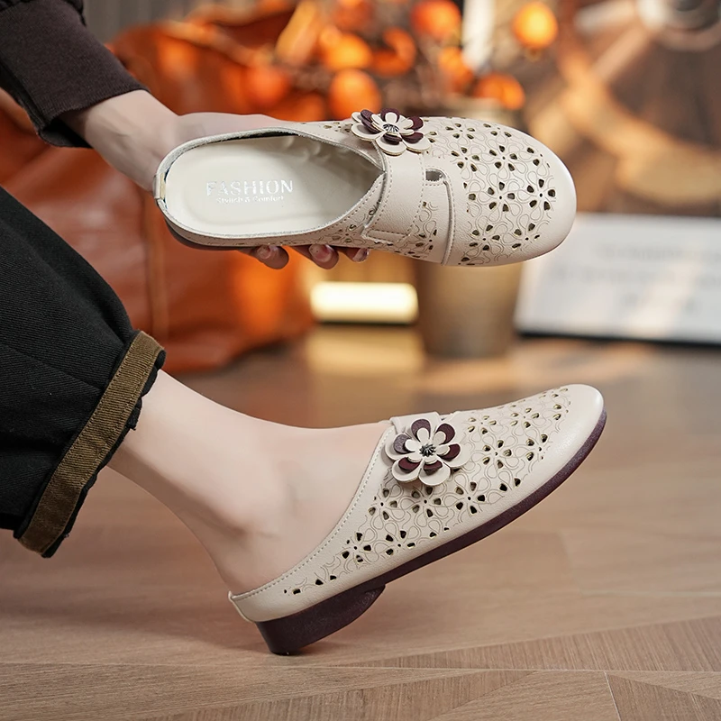 妈妈半拖女鞋夏季50-60岁软底防滑中老年60-70岁女士包头凉拖外穿