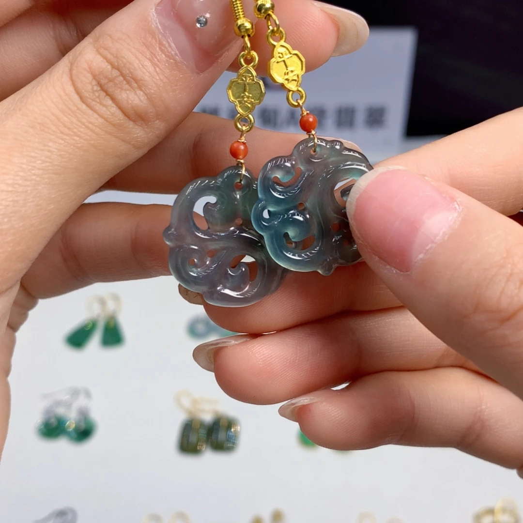 翡翠未镶嵌耳饰耳饰