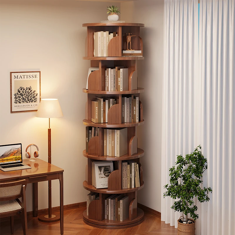 可旋转多层书架书柜落地柜子客厅家用简易不占地置物架展示收纳架