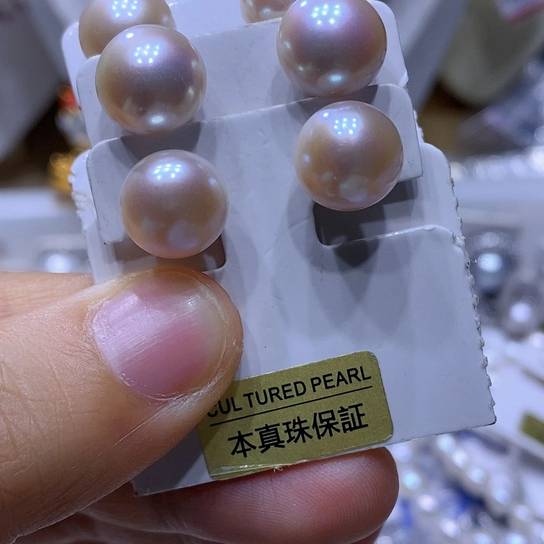 银S925镶嵌淡水珍珠耳钉