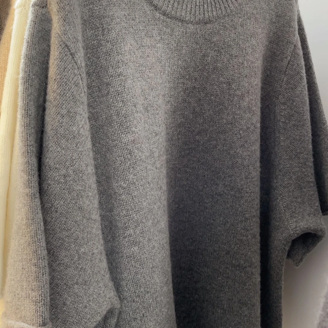 五分袖 圆领 羊绒衫