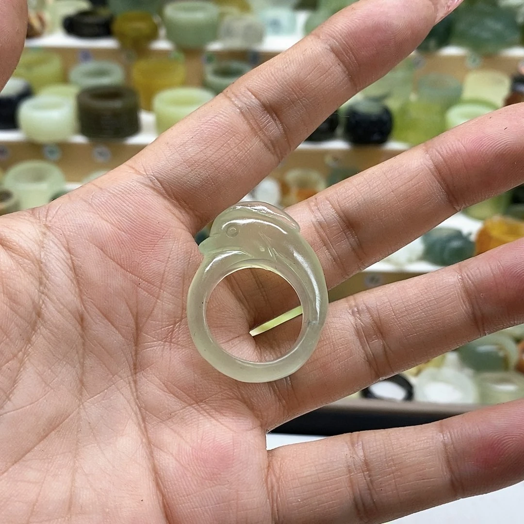 语***烟岫玉未镶嵌天然玉石戒指