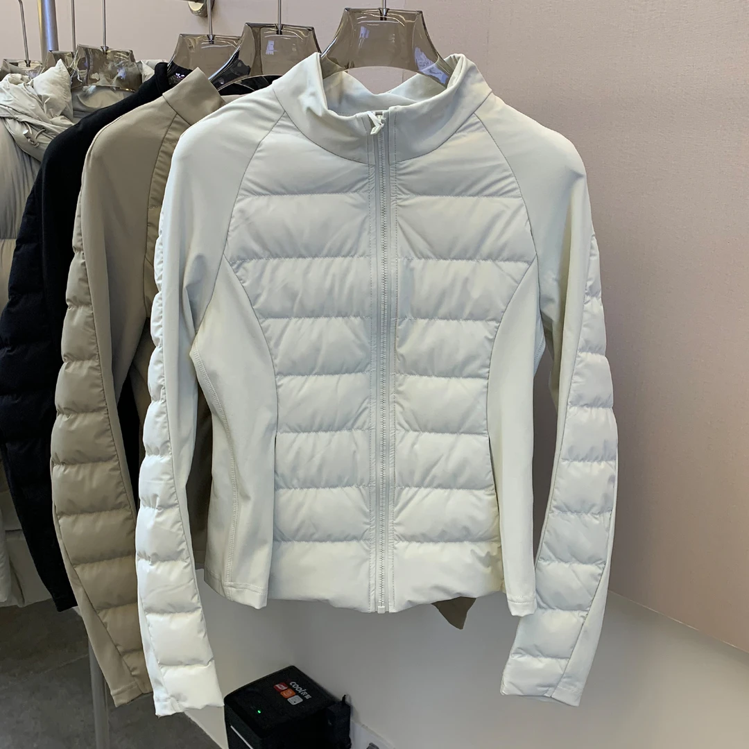 90白鹅绒羽绒服短款女外穿户外运动2025冬季新款轻薄修身瑜伽外套